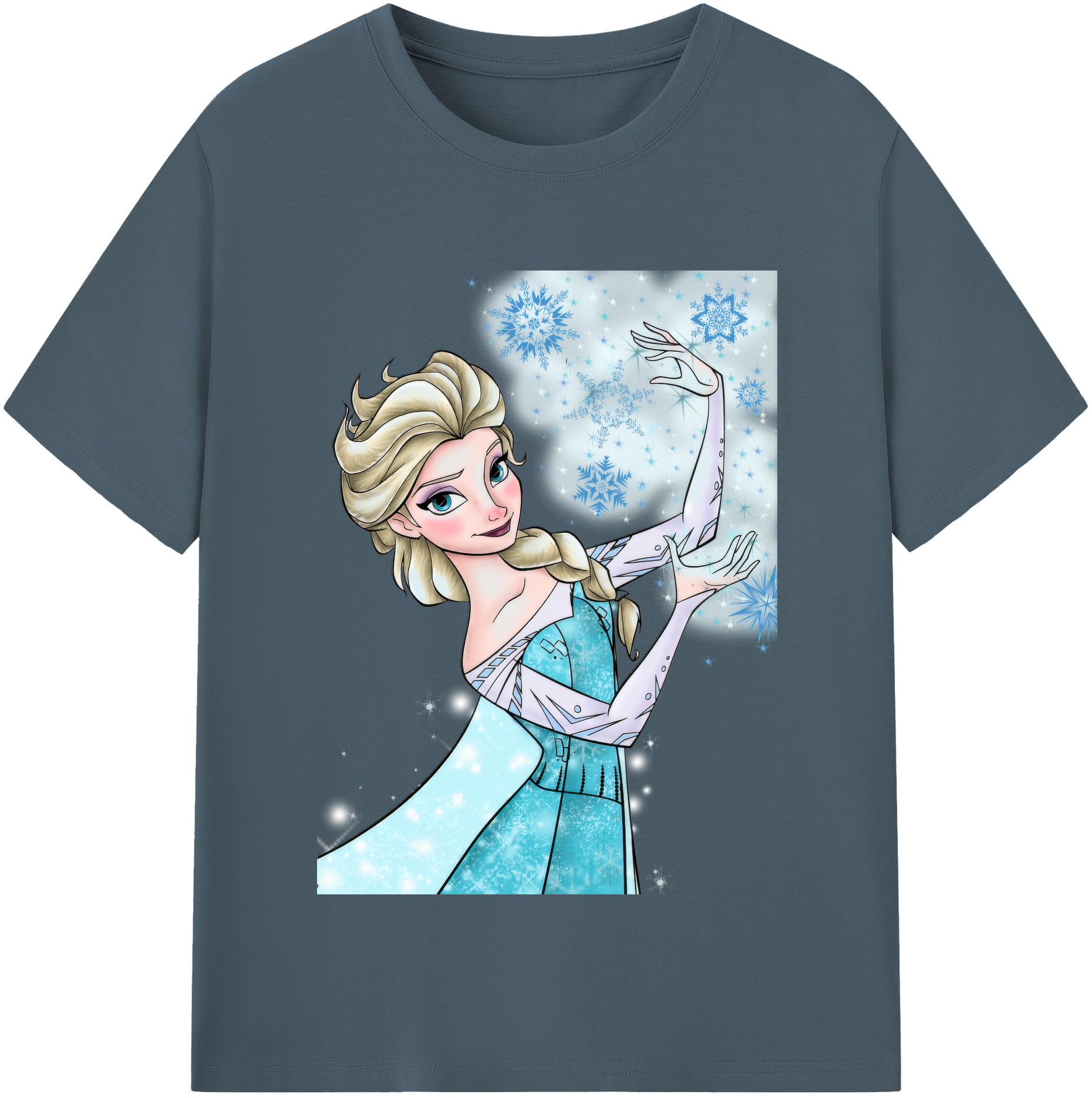 （画像用） アナと雪の女王 アンナ エルサ Frozen Anna Elsa 綿100％半袖Tシャツ（フロントプリント）